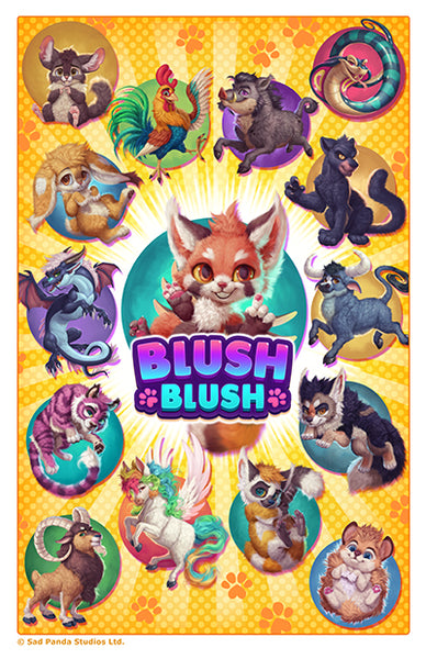 A lovely Blush Blush poster featuring all the main bois in adorable animal form! Artwork by @silverfox5213